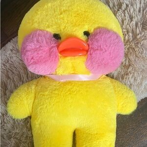 Blush yellow duck plush pillow